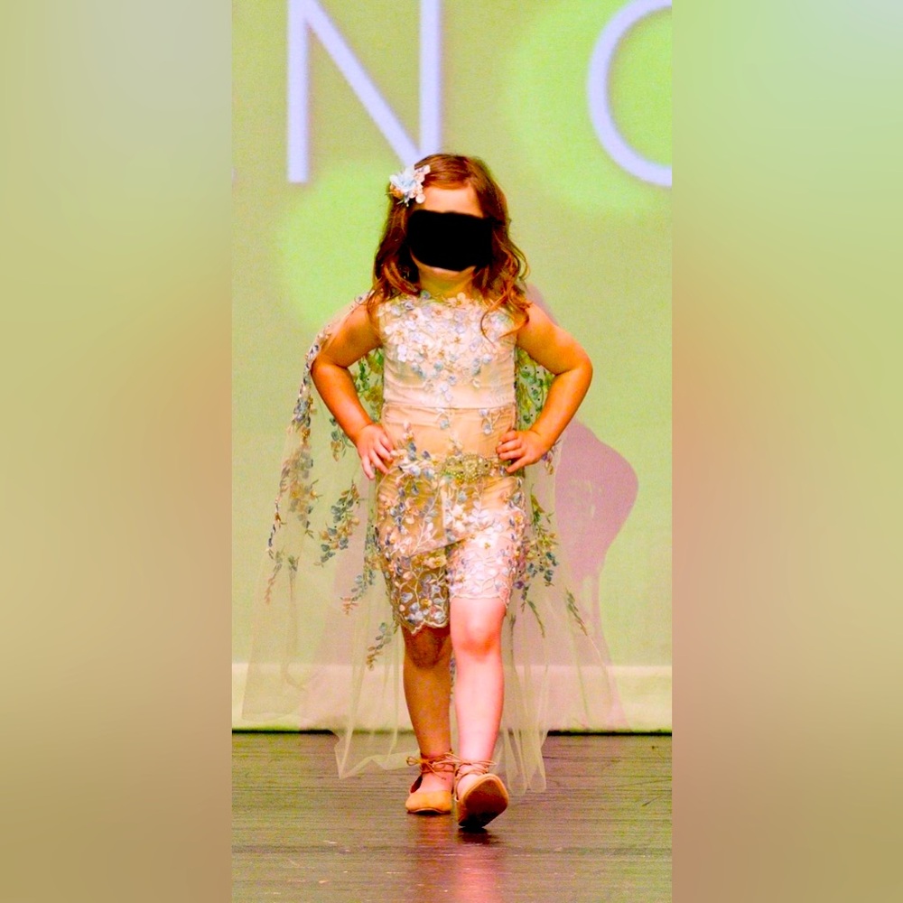 Alora Safari Girls Fun Fashion 2 piece outfit. Handmade, long tule train